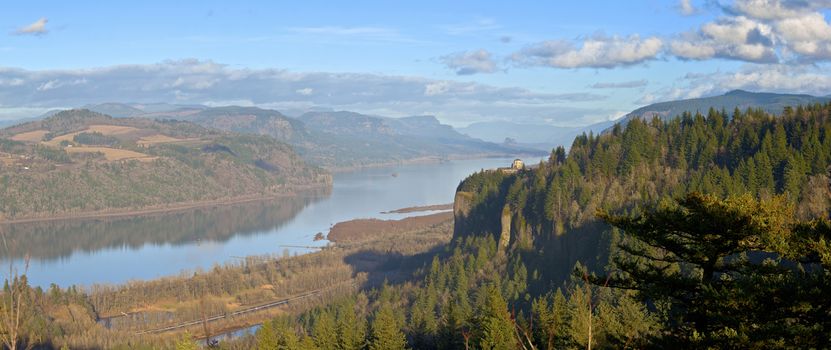 Columbia River Gorge landscape panorama Oregon.