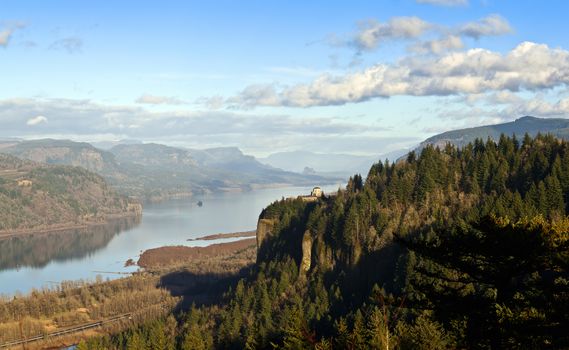 Columbia River Gorge landscape panorama Oregon.