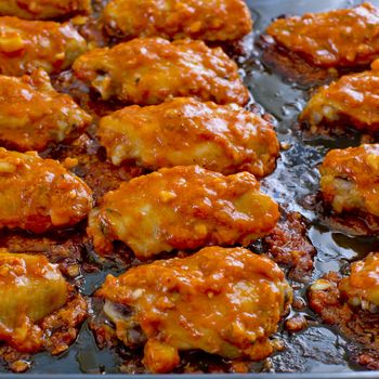 Fried Chicken New Orleans.sweet and spicy on tray ready to serve.