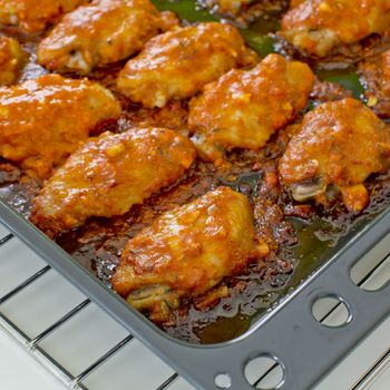 Fried Chicken New Orleans.sweet and spicy on tray ready to serve.