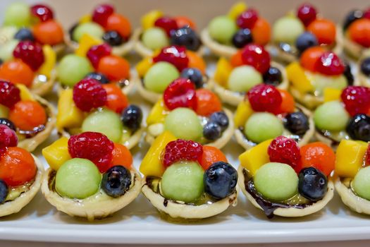 finger food, dessert and fruits cocktail