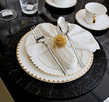 Luxury table setting for dine in hotel