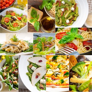 healthy vegetarian pasta soup salad pizza Italian food staples collage