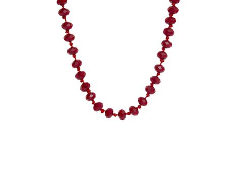 Red beads necklace isolated on white background