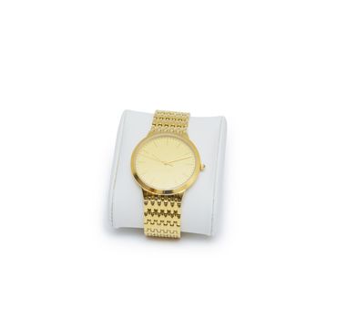 golden modern wrist watch isolated