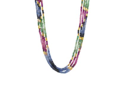 colorful beads necklace isolated on white background