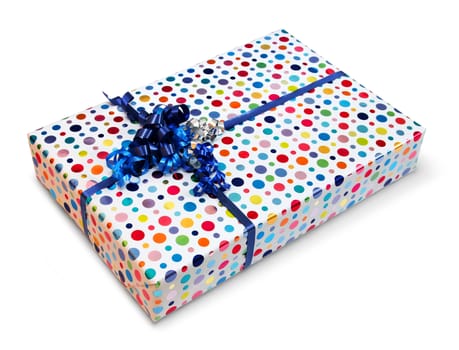 Colorful present gift box isolated on white background