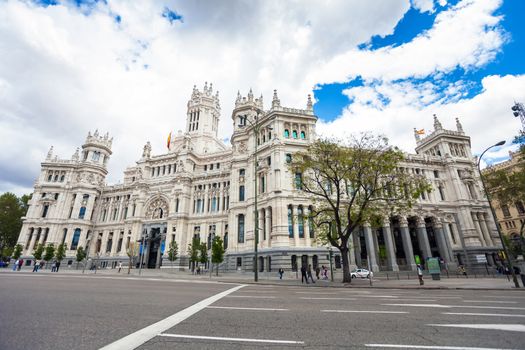 Madrid, Spain - May 6, 2012: City Hall of Madrid (Palacio de Cibeles), cultural center and monument of the city in Madrid, Spain