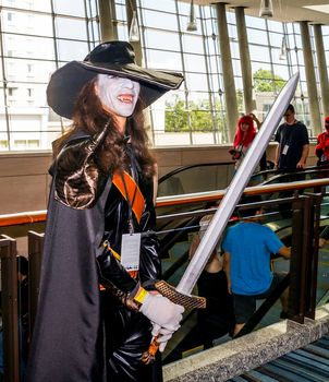 Raleigh, NC, USA - May 23, 2014: Animazement 2014 anime convention attendee cosplayer at the Raleigh Convention Center on May 23, 2014, in Raleigh, North Carolina