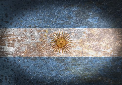 Old rusty metal sign with a flag - Argentina