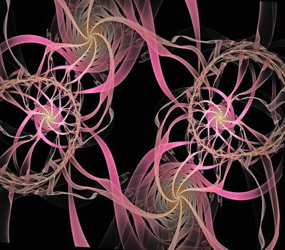 Beautiful pale pink abstract fractal patterns on a black background.