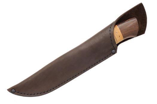 Hunting knife in sheath russian cold arms isolated