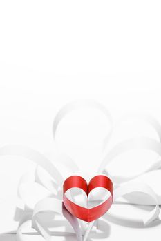 Red and white paper hearts composition, Valentines day concept