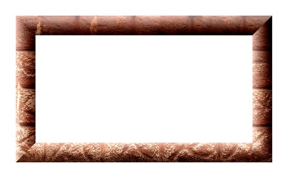Rectangular frame in grunge style red-brown tone textured wall of the house on a white background