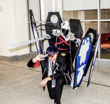 Raleigh, NC, USA - May 24, 2014: Animazement 2014 anime convention attendee cosplayers at the Raleigh Convention Center on May 24, 2014, in Raleigh, North Carolina