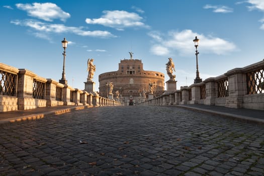 Castel and Bridge Sant Angelo, Rome, Italy.