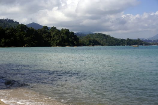 Beautiful beach with white sand coast of Langkawi.