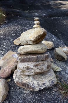 Great pyramid of stones on the background, of wild nature.