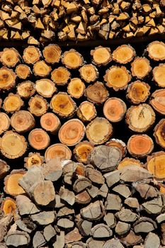 Stacked of firewood background