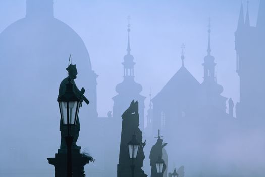 view of spires of the old town from charles bridge