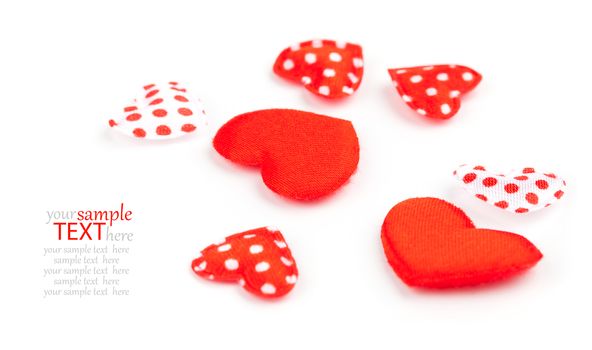 A lot of red hearts on white background