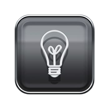 lightbulb icon glossy grey, isolated on white background