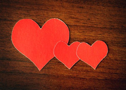 Heart Shapes on the Wooden Background