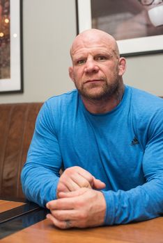 BARNAUL, RUSSIA - November 28, 2014: Jeffrey William Monson, American mixed martial artist, world champion, before the fight with Russian fighter Ilya Sheglov on November 28, 2014 in Barnaul, Russia