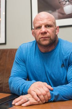 BARNAUL, RUSSIA - November 28, 2014: Jeffrey William Monson, American mixed martial artist, world champion, before the fight with Russian fighter Ilya Sheglov on November 28, 2014 in Barnaul, Russia