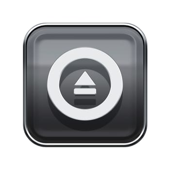 Eject icon glossy grey, isolated on white background