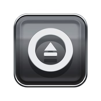 Eject icon glossy grey, isolated on white background