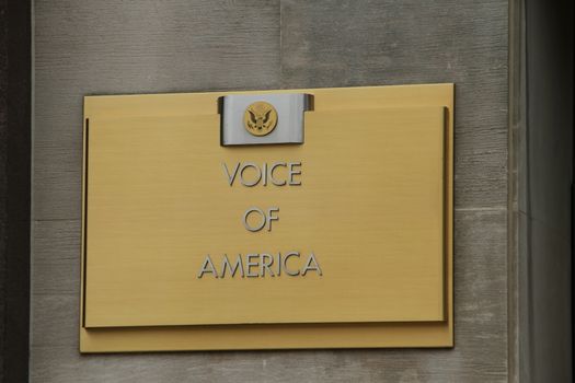 Washington DC, USA - may 14, 2012. Voice of America sign on the entrance