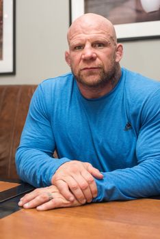 BARNAUL, RUSSIA - November 28, 2014: Jeffrey William Monson, American mixed martial artist, world champion, before the fight with Russian fighter Ilya Sheglov on November 28, 2014 in Barnaul, Russia