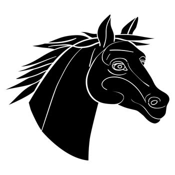 Horse head avatar, Chinese zodiac sign, black silhouette isolated on white