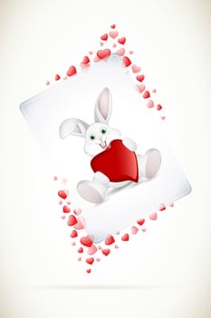 Valentines Day Greeting Card with Rabbit