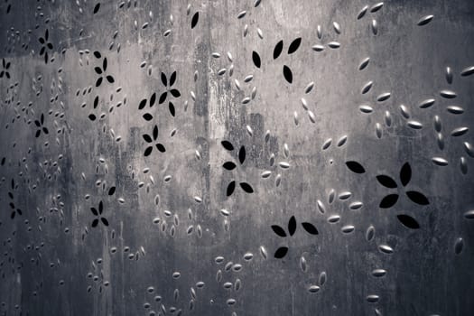 Rusty metallic background with perfored holes