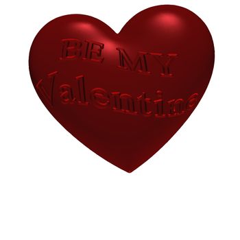 Three-dimensional inscription Be My Valentine on red heart.