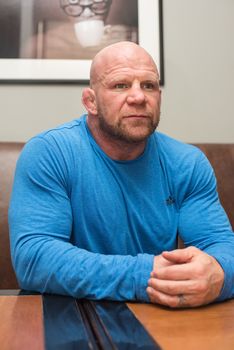 BARNAUL, RUSSIA - November 28, 2014: Jeffrey William Monson, American mixed martial artist, world champion, before the fight with Russian fighter Ilya Sheglov on November 28, 2014 in Barnaul, Russia