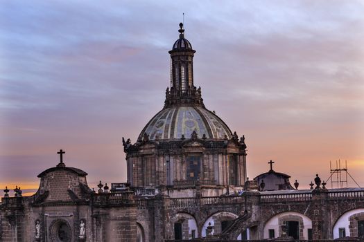 Metropolitan Cathedral Dome Zocalo, Center of Mexico City Sunrise