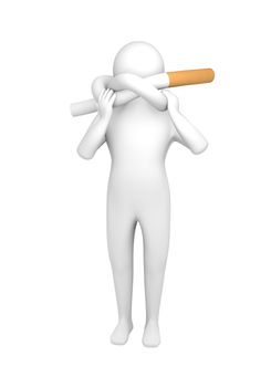 Little man with cigarette knotted at neck