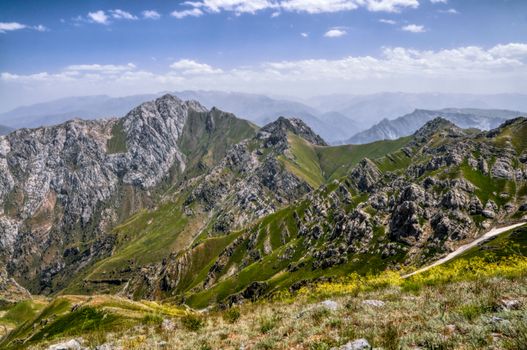 Scenic mountain peaks of Tian Shan near Chimgan  in Uzbekistan