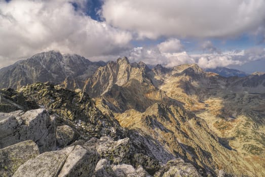 Majestic peaks of High Tatras in Slovakia from Slavkovsky Stit