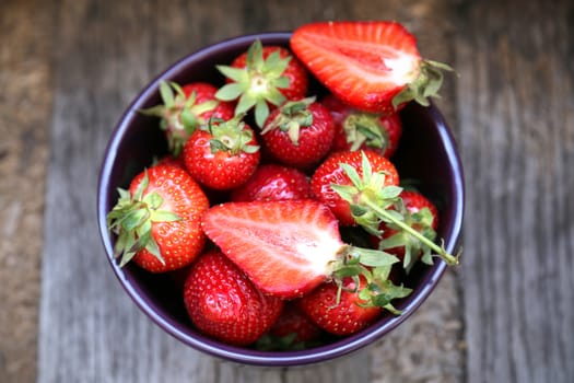 heap red ripe,fresh strawberry in ceramic dish