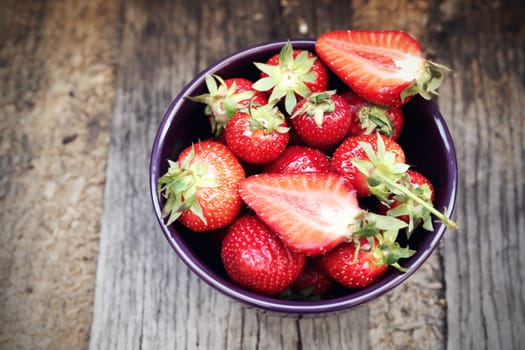 heap red ripe,fresh strawberry in ceramic dish