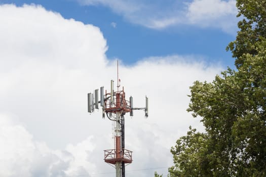 Red Communications Tower for microwave signal