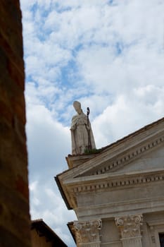 Statue of church in the roof