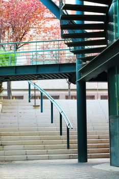 Modern building with iron stairs and concrete