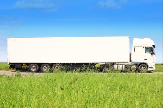 The white truck for transport goods