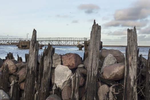 Breakwaters on the Baltic Sea in stone and wood