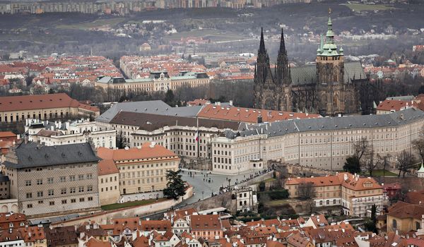 Panorama of St. Vitus Cathedral in Prague.